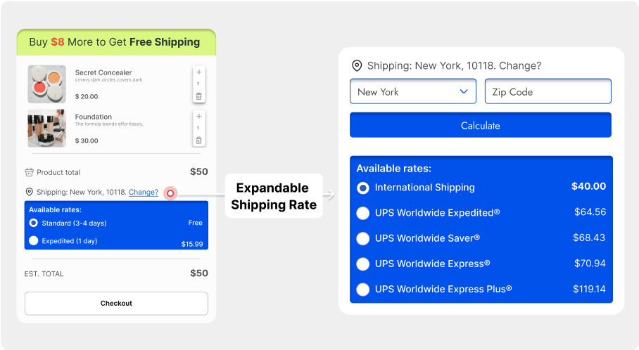 Show Cart Summary with Shipping Rates